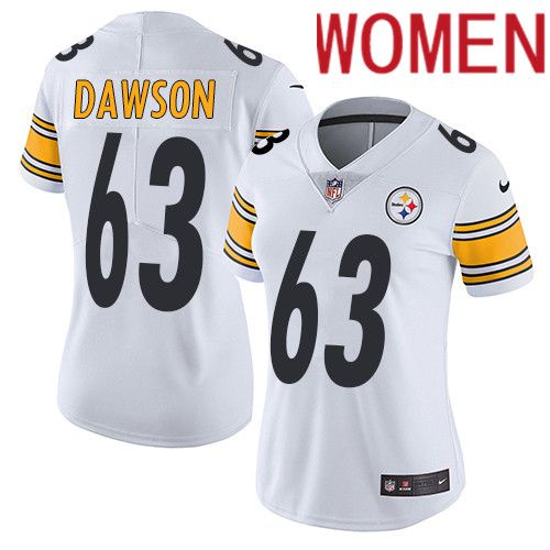Women Pittsburgh Steelers #63 Dermontti Dawson Nike White Vapor Limited NFL Jersey